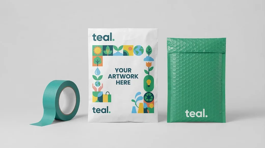 Custom printed poly bubble mailers with vibrant brand colors