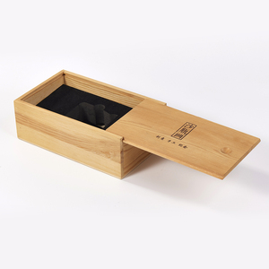 Natural Pine Wood Laser Engraved Souvenir Case Velvet Cushioning Base Slide Cover Handmade Decorative Wooden Gift Box