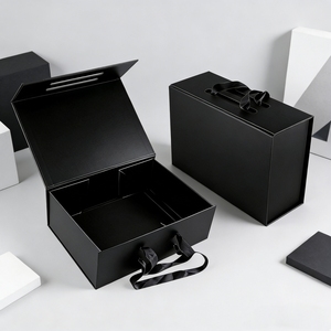 Manufacture Custom Print Design Luxury Black Magnetic Shipping Box Clothing Shoes Packing Rigid Cardboard Box