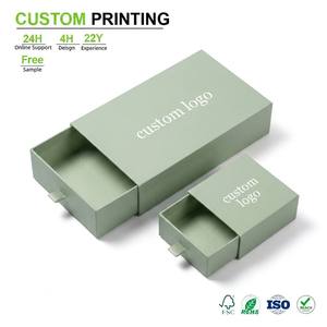 Custom Sage Green Slide Drawer Boxes Cardboard Gift Packaging