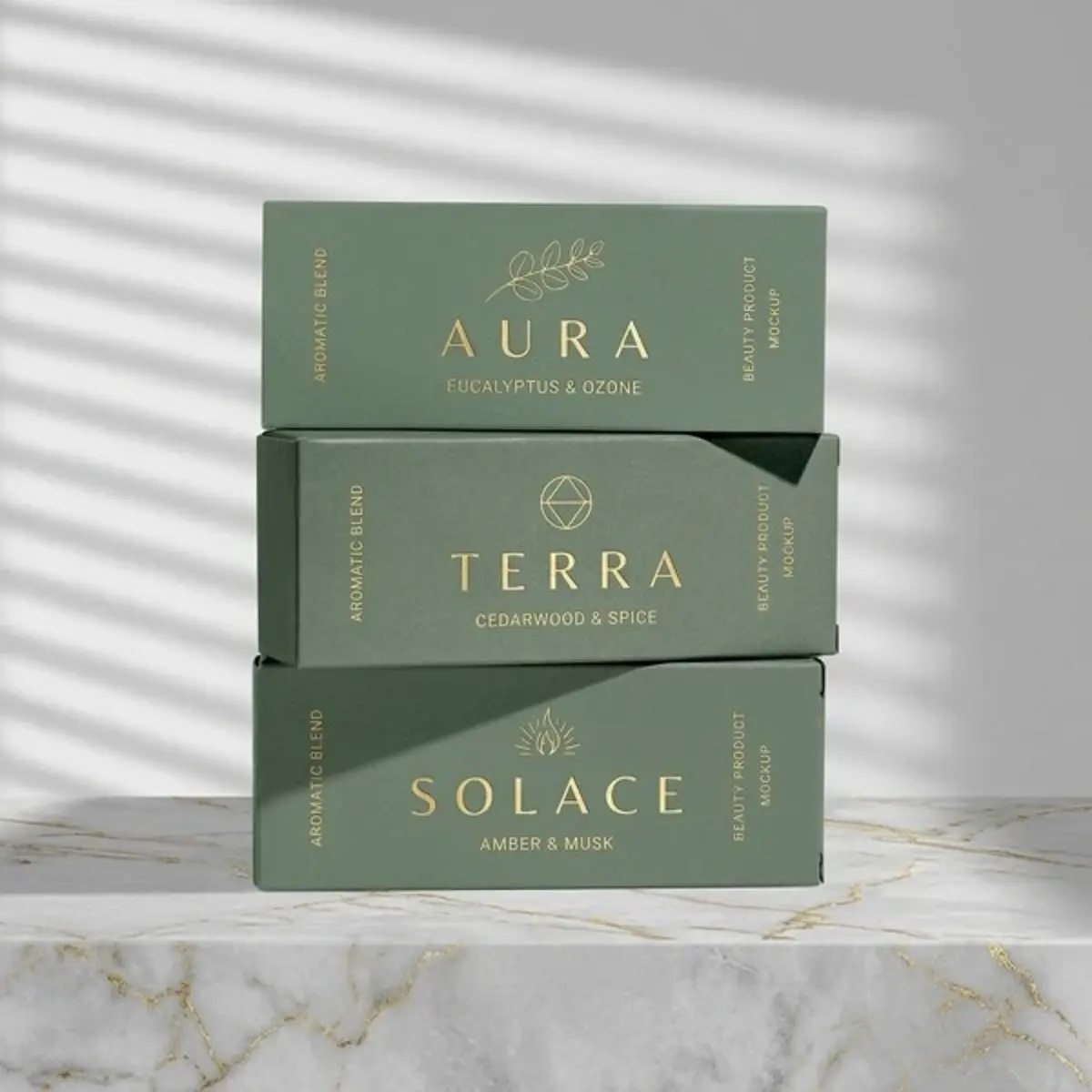 Luxury gold foil stamped perfume bottle box with spot UV detail
