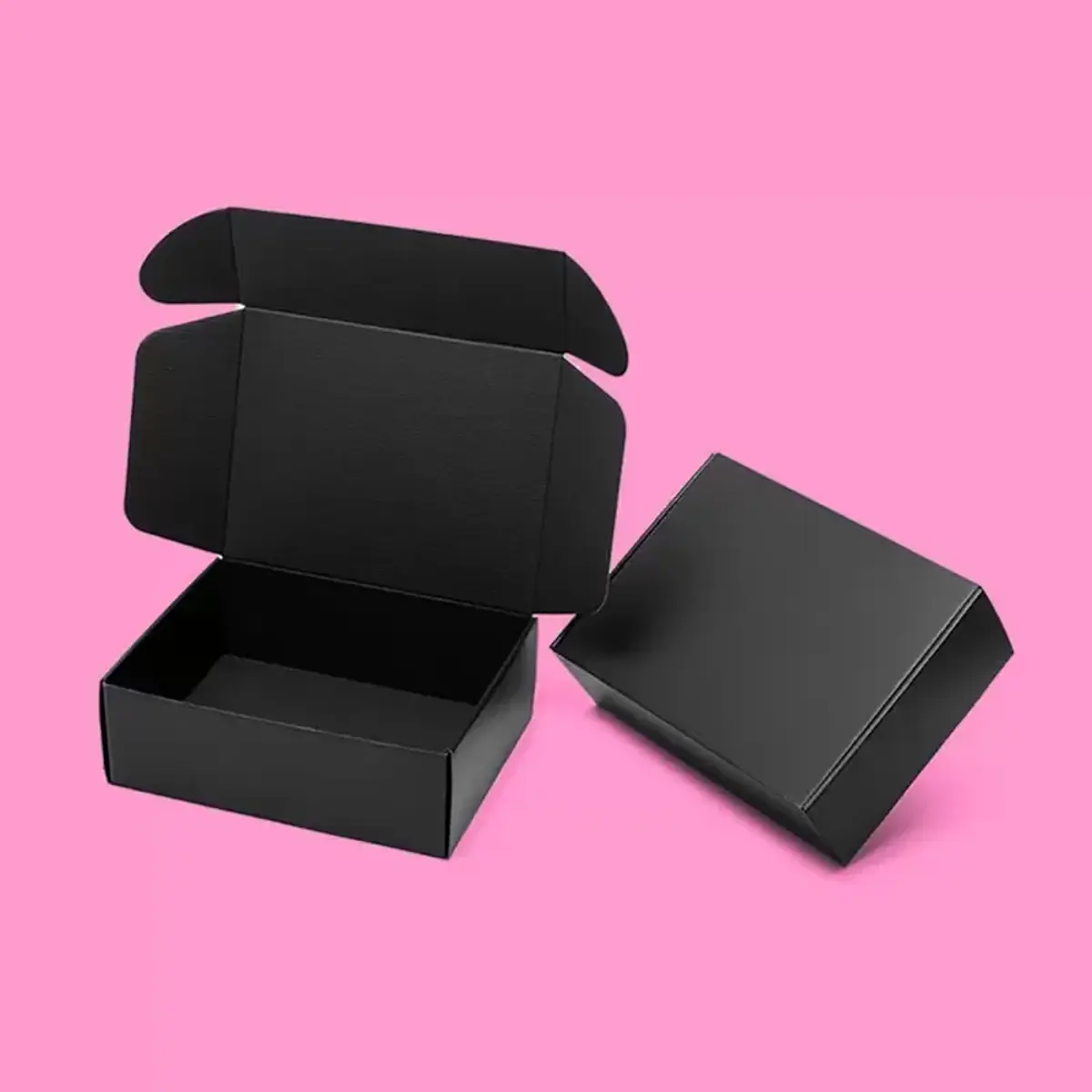 Black custom printed mailer box for luxury D2C brand