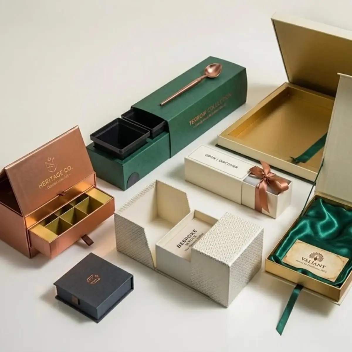 Magnetic closure gift box for multi-piece candle discovery sets